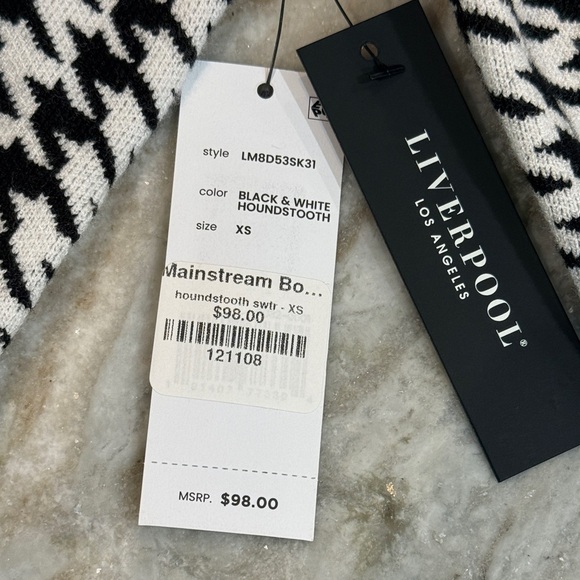 NWT Women’s LIVERPOOL Los Angeles Colorblock houndstooth sweater- Size XS - Picture 8 of 9